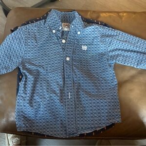 Cinch Blue Patterned Kids Button Down Shirt